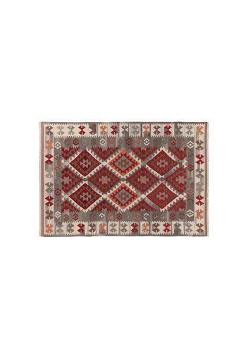 Tappeto in lana intrecciata a mano rosso grigio 300x200 cm Kilim