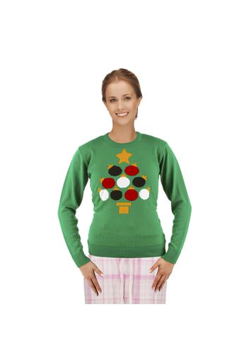 Maglione natalizio albero donna, taglia XL