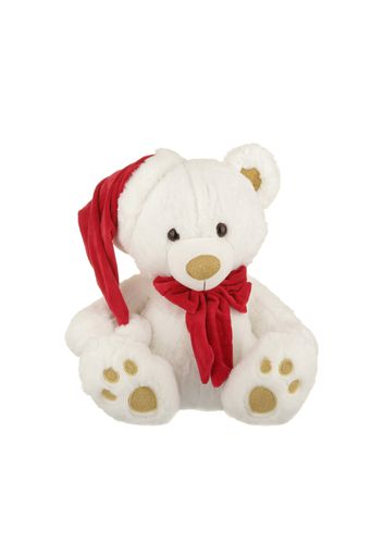 Peluche orso bianco con cappello Natale 48 cm