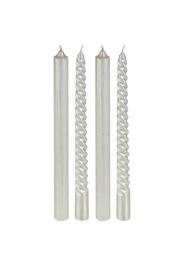 Set 4 candele stelo lungo bianco glitter