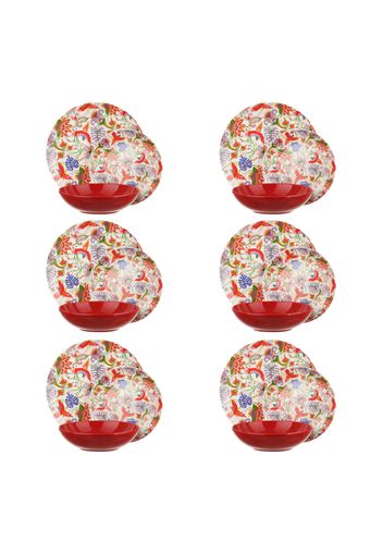 Servizio 18 piatti fiori rosso