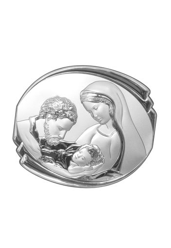 Icona della Sacra Famiglia, in legno e argento, da 14X7 cm