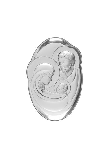 Icona Sacra Famiglia ovale Beltrami in argento, da 11,9x18 cm