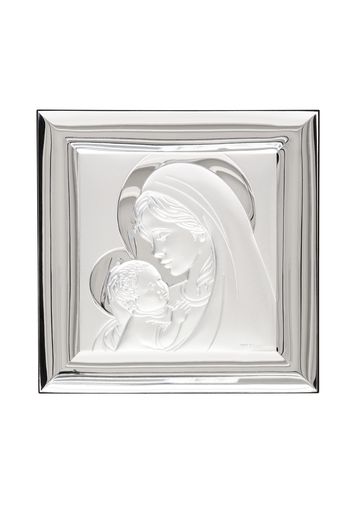 Icona sacra Madonna con bimbo In legno e argento, da 21x21 cm