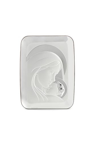 Icona sacra Madonna con bimbo In legno e argento, da 13,5x18 cm