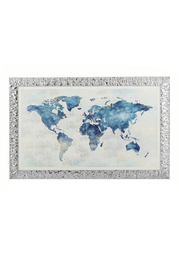 Quadro Beltrami 80x50 cm con argento miro silver Planisfero blu