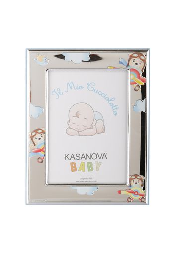 Portafoto orsetti azzurri Beltrami con argento Miro Silver, foto 9x13 cm