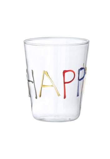 Bicchiere scritta Happy in vetro borosilicato, da 380 ml