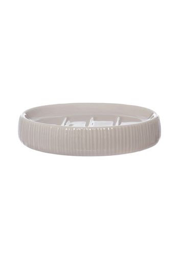 Porta sapone rigato in ceramica, beige