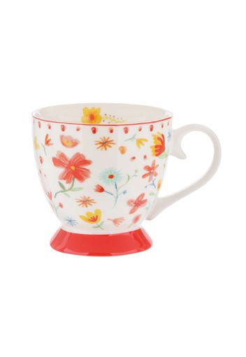 Tazza tè fiori rossa in New Bone China, 450 ml