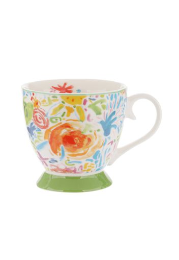 Tazza tè fiori verde in New Bone China, 450 ml