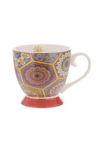 Tazza tè decoro mandala rossa in New Bone China, 450 ml