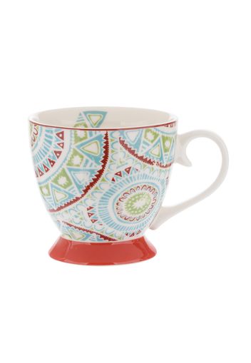 Tazza tè decoro mandala azzurra in New Bone China, 450 ml