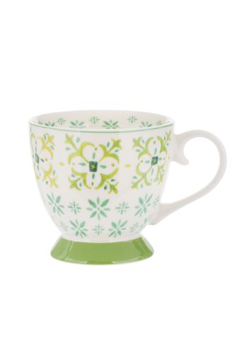 Tazza tè decoro verde in New Bone China, 450 ml