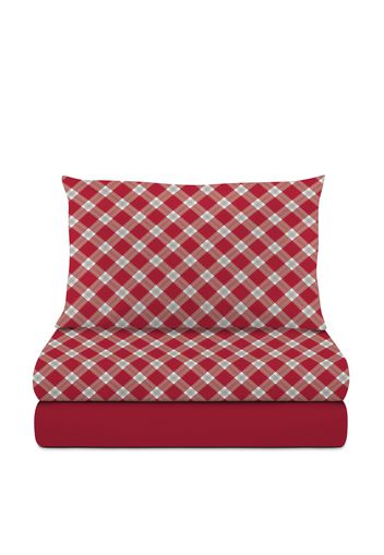 Completo letto singolo in cotone Scozzese Rosso