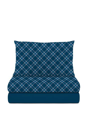 Completo letto singolo in cotone Scozzese Blu