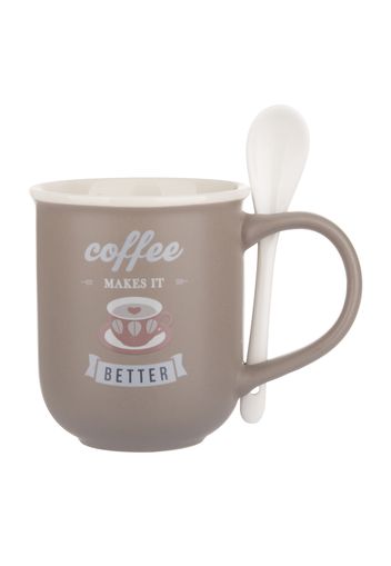 Mug caffè marrone 400 ml con cucchiaino