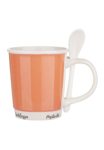 Mug caffè corallo 400 ml con cucchiaino