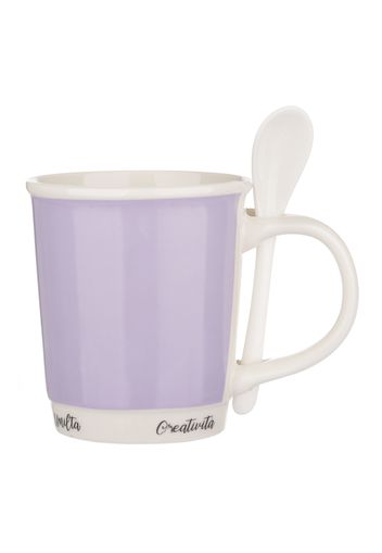 Mug caffè lilla 400 ml con cucchiaino