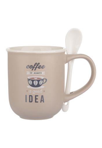 Mug caffè beige 400 ml con cucchiaino