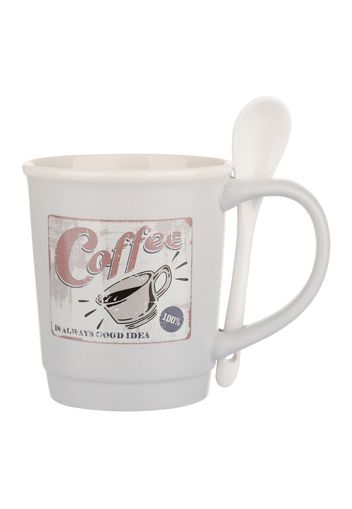 Mug caffè grigia 400 ml con cucchiaino