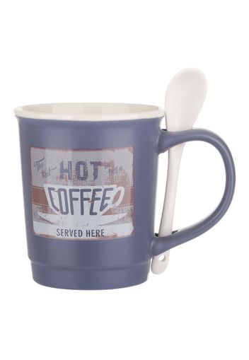 Mug caffè blu 400 ml con cucchiaino