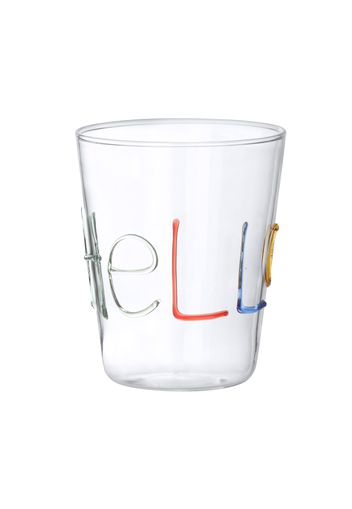 Bicchiere scritta Hello in vetro borosilicato, da 380 ml