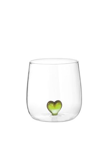 Bicchiere cuore verde in vetro borosilicato, da 380 ml