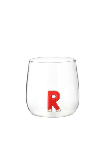 Bicchiere acqua lettera R rossa in vetro borosilicato, da 380 ml