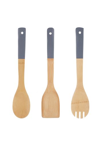 Set 3 utensili da cucina in bamboo, grigi