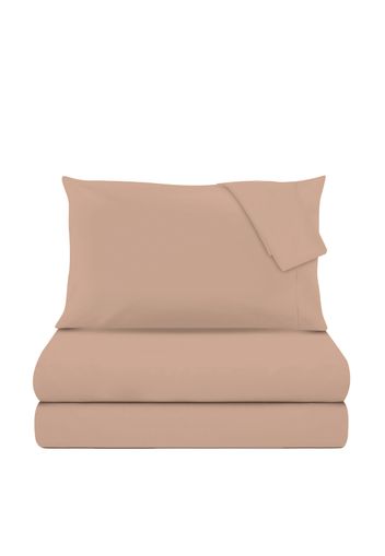 Completo letto matrimoniale in cotone percalle beige