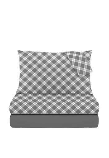 Completo letto matrimoniale in cotone Scozzese grigio