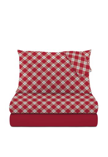 Completo letto matrimoniale in cotone Scozzese rosso