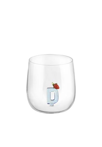 Bicchiere lettera D fragola in vetro borosilicato design Benny Setti