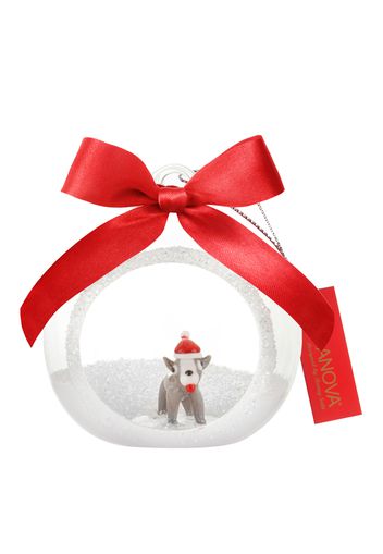 Pallina Natale segnaposto cane in vetro borosilicato