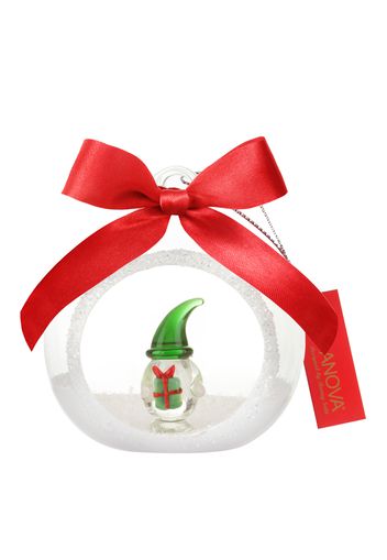 Pallina Natale segnaposto gnomo verde in vetro borosilicato