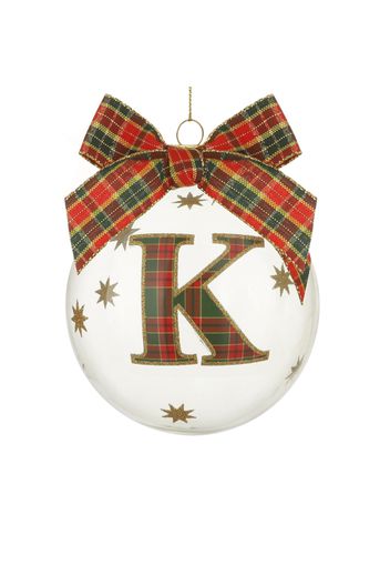 Pallina Natale con lettera K 10 cm tartan