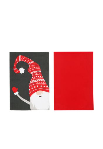 Set 2 strofinacci gnomi Natale grigio scuro e rosso