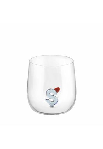 Bicchiere lettera S cuore in vetro borosilicato design Benny Setti