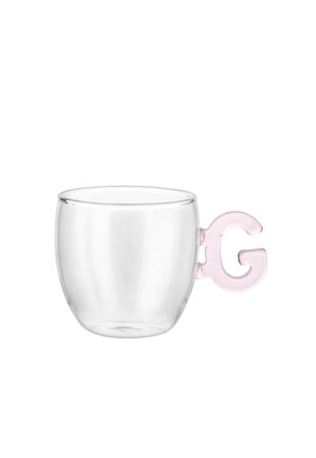 Tazzina caffè lettera G rosa in vetro borosilicato, 150 ml