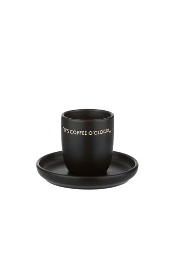 Tazzina caffè con piattino nero con scritta 135 ml