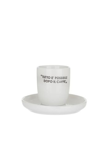 Tazzina caffè con piattino bianco con scritta 135 ml