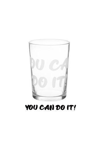 Bicchiere bibita in vetro scritta You can do it 490 ml