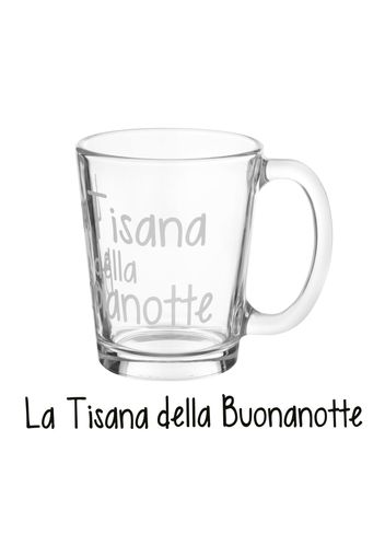 Tazzina in vetro 310 ml scritta Tisana buonanotte