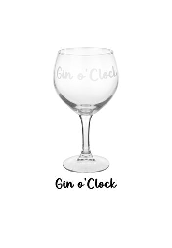 Calice in vetro scritta Gin O' clock 620 ml