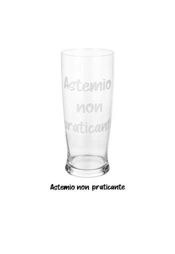 Bicchiere birra in vetro scritta Astemio non praticante 500 ml