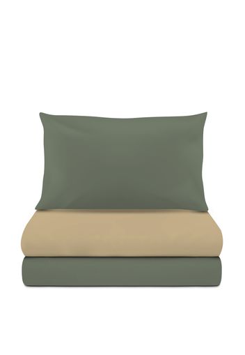 Completo letto singolo microfibra mano pesca verde