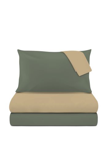 Completo letto matrimoniale microfibra mano pesca verde