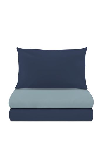 Completo letto singolo microfibra mano pesca blu