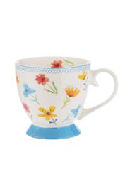 Tazza tè fiori azzurra in New Bone China, 450 ml